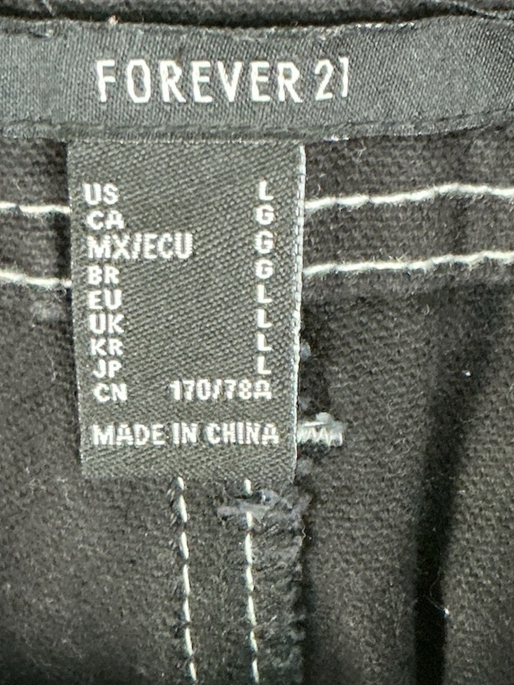 Forever 21 Black Cargo Pants with White Contrast Stitching - Picture 2 of 5